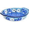 Polish Pottery Round Baker with Handles 7&quot; Blue Wildflower Meadow UNIKAT