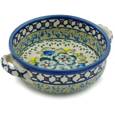 Polish Pottery Round Baker with Handles 7&quot; Soft And Sweet UNIKAT