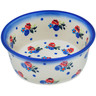 Polish Pottery Round Baker with Handles 8&quot; Dancing Flowers UNIKAT