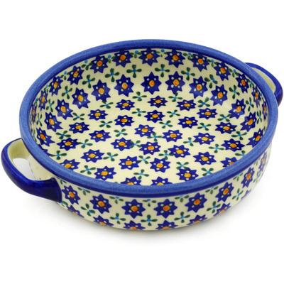 Polish Pottery Round Baker with Handles 9&quot;