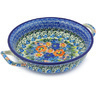 Polish Pottery Round Baker with Handles Medium Touch Of Beauty UNIKAT