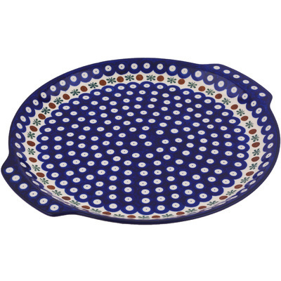 Polish Pottery Round Platter with Handles 13&quot; Mosquito