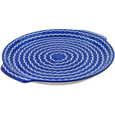 Polish Pottery Round Platter with Handles 13&quot; Totally Wavy