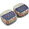 Polish Pottery Salt and Pepper Set 3&quot; Wave Of Flowers