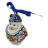 Polish Pottery Santa Claus Ornament 4&quot; Red Flower Meadow