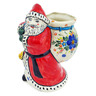 Polish Pottery Santa Shaped Jar 9&quot; Blue Bouquet
