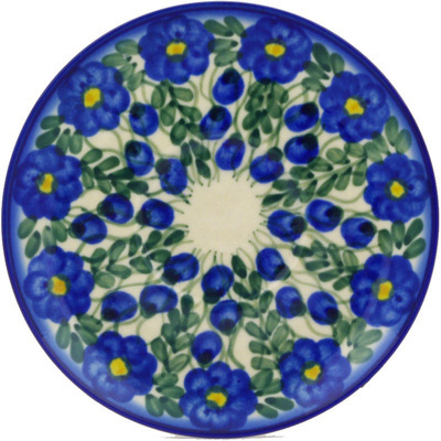 Polish Pottery Saucer 6&quot; Blue Velvet Gardens