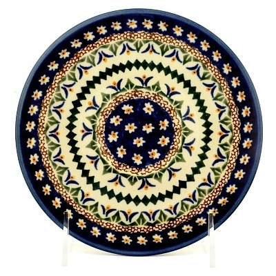 Polish Pottery Saucer 6&quot; Floral Peacock UNIKAT
