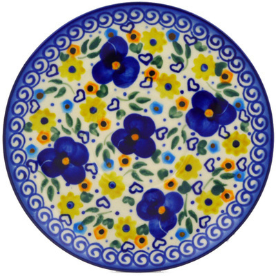 Polish Pottery Saucer 6&quot; Patches Of Love UNIKAT