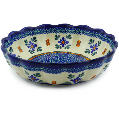 Polish Pottery Scalloped Fluted Bowl 8&quot;