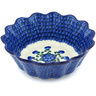 Polish Pottery Scalloped Fluted Bowl 9&quot; Blue Poppies