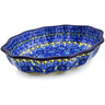 Polish Pottery Serving Bowl 9&quot; Deep Blue UNIKAT