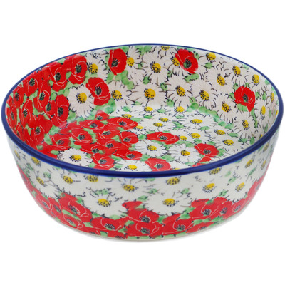 Polish Pottery Serving Bowl 9&quot; Spring Blossom Harmony UNIKAT