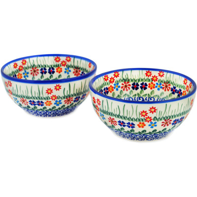 Polish Pottery Set of 2 Bowls  Blissful Daisy