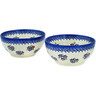 Polish Pottery Set of 2 Bowls  Bright Bunches