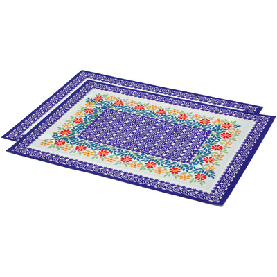 Polyester Set of 2 Placemats 16&quot; Wave Of Flowers