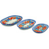 Polish Pottery Set of 3 Platters 13&quot; Bold Poppies