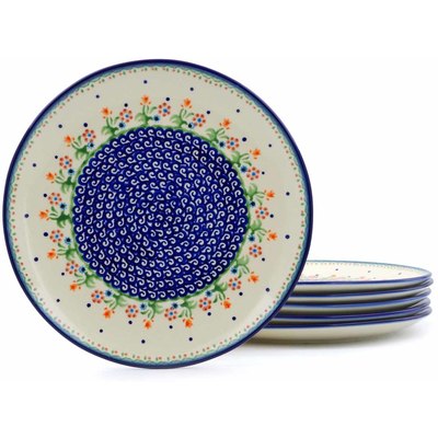 Polish Pottery Set of 6 Plates 10&quot; Spring Flowers