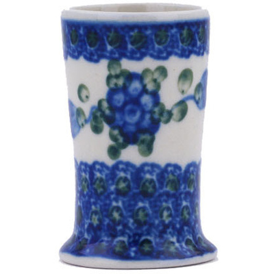 Polish Pottery shot glass 2 oz Blue Poppies