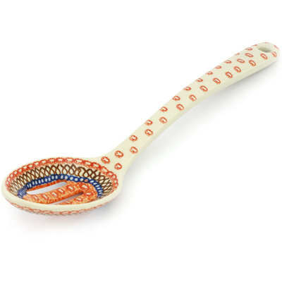 Polish Pottery Slotted Serving Spoon 13&quot; Western Sunset UNIKAT