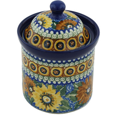 Polish Pottery Small Canister 6&quot; Autumn Chrysanthemums UNIKAT