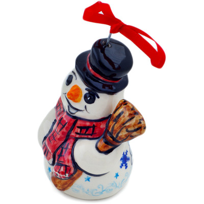 Polish Pottery Snowman Ornament 4&quot; Abundant Beauty