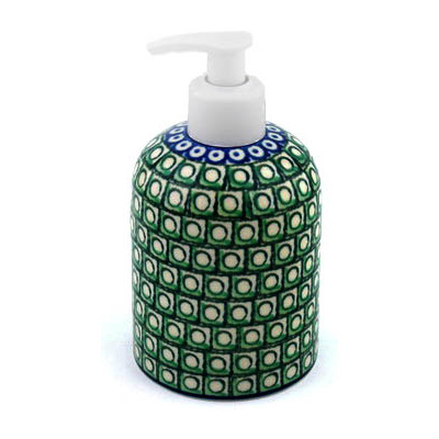 Polish Pottery Soap Dispenser 5&quot; Circles And Squares