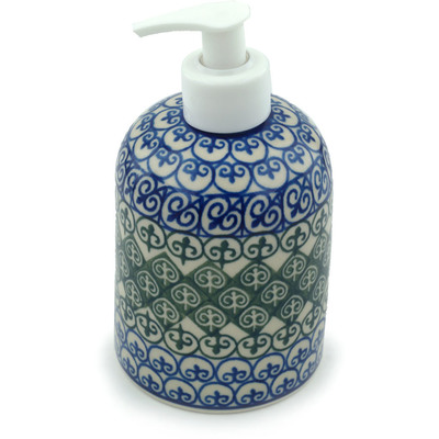 Polish Pottery Soap Dispenser 5&quot; Fleur De Lis