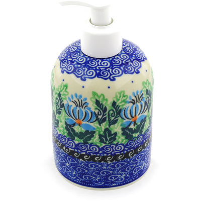 Polish Pottery Soap Dispenser 5&quot; Lotus Flower UNIKAT