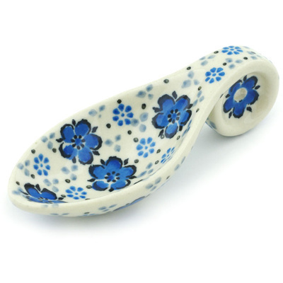 Polish Pottery Spoon 4&quot; Flowing Blues
