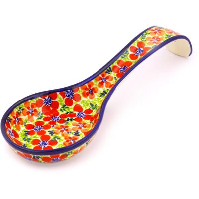 Polish Pottery Spoon Rest 12&quot; Magnificent Red