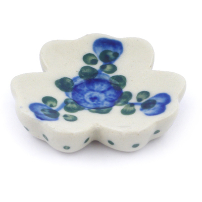 Polish Pottery Spoon Rest 2&quot; Blue Poppies