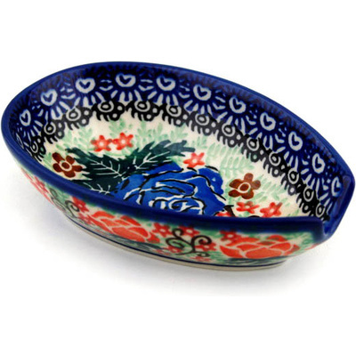 Polish Pottery Spoon Rest 5&quot; Bold In Blue UNIKAT