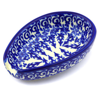 Polish Pottery Spoon Rest 5&quot; Winter Blue