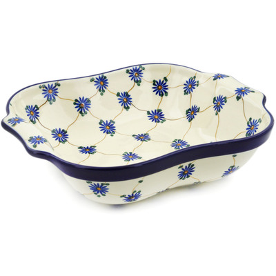 Polish Pottery Square Baker with Handles 11&quot; Aster Trellis
