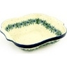 Polish Pottery Square Baker with Handles 11&quot; Blue Bell Wreath