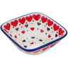 Polish Pottery Square Bowl 4&quot; Red Hearts Delight