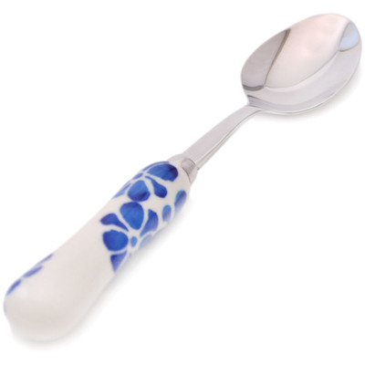 Polish Pottery Stainless Steel Spoon 6&quot; Tropical Blues