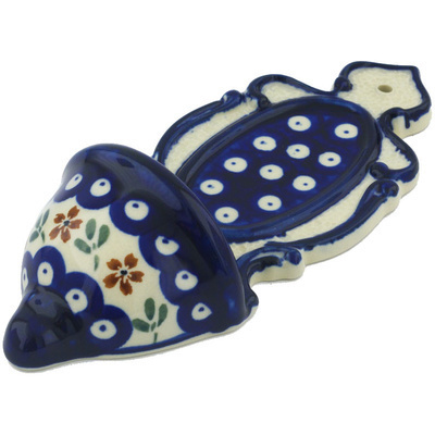 Polish Pottery Stoup 8&quot; Red Daisy Peacock