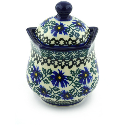Polish Pottery Sugar Bowl 11 oz Blue Chicory