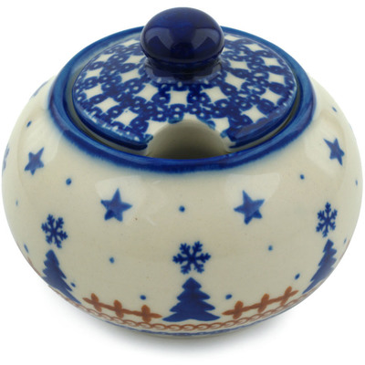 Polish Pottery Sugar Bowl 12 oz Winter Snow