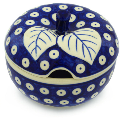 Polish Pottery Sugar Bowl 15 oz Blue Eyed Peacock