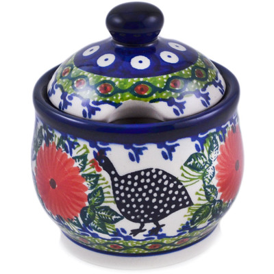 Polish Pottery Sugar Bowl 5 oz Fowl In The Florals UNIKAT