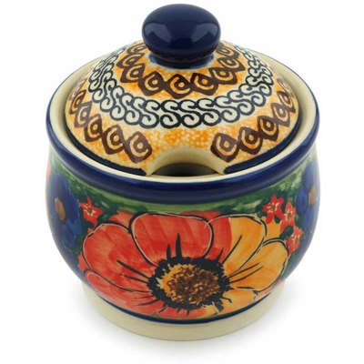 Polish Pottery Sugar Bowl 9 oz Bright Beauty UNIKAT