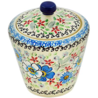 Polish Pottery Sugar Bowl 9 oz Flower Crown UNIKAT
