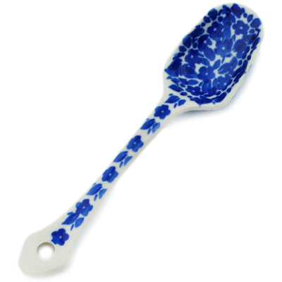 Polish Pottery Sugar Spoon Blue Bounty