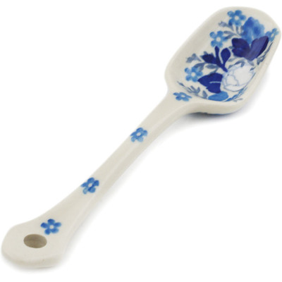 Polish Pottery Sugar Spoon Blue Spring