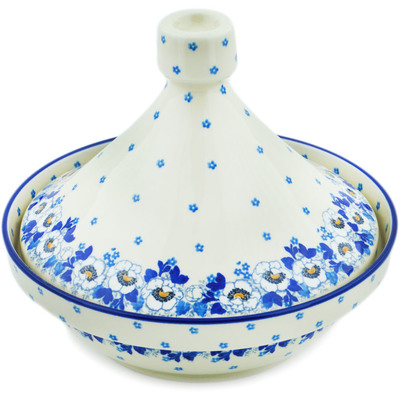 Polish Pottery Tagine Pot 57 oz Blue Spring