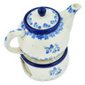Polish Pottery Tea or Coffe Pot with Heater 15 oz Horse Gallop