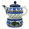 Polish Pottery Tea or Coffe Pot with Heater 15 oz Primrose Trellis